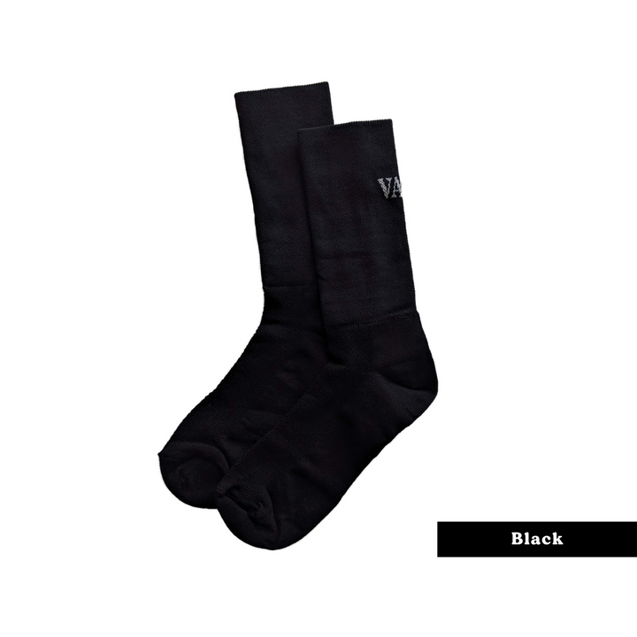 Vana Black crew length riding/cycling socks